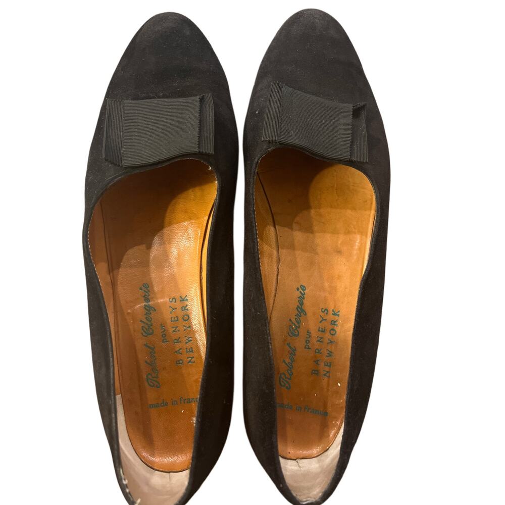 Robert Clergerie Black Suede Bow Flats